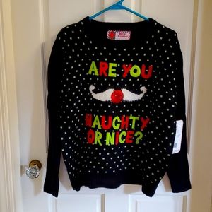 NWT Size medium ladies naughty or nice Xmas sweater